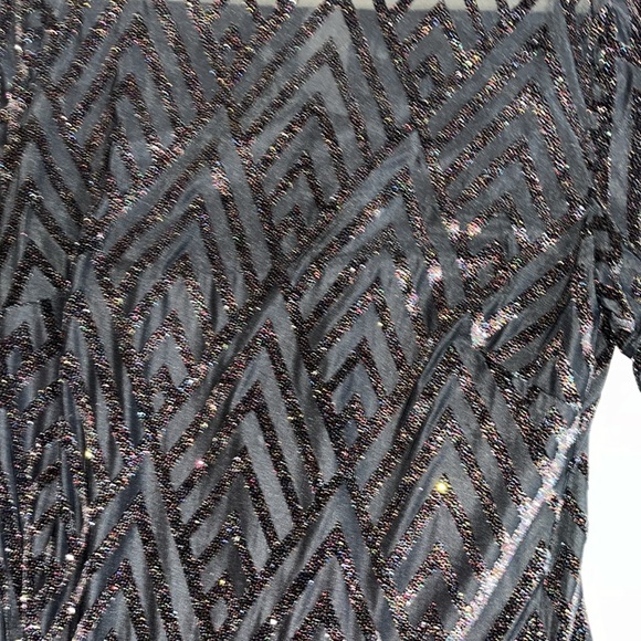 Black Bodycon Mock Neck Sequioin Long Sleeve Mini Short Dress - Picture 7 of 12